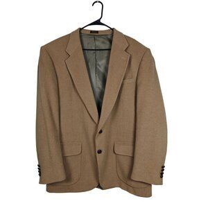 Vintage Stafford Mens Camel Hair Wool Blazer Jacket Sport Coat Size 44L Classic